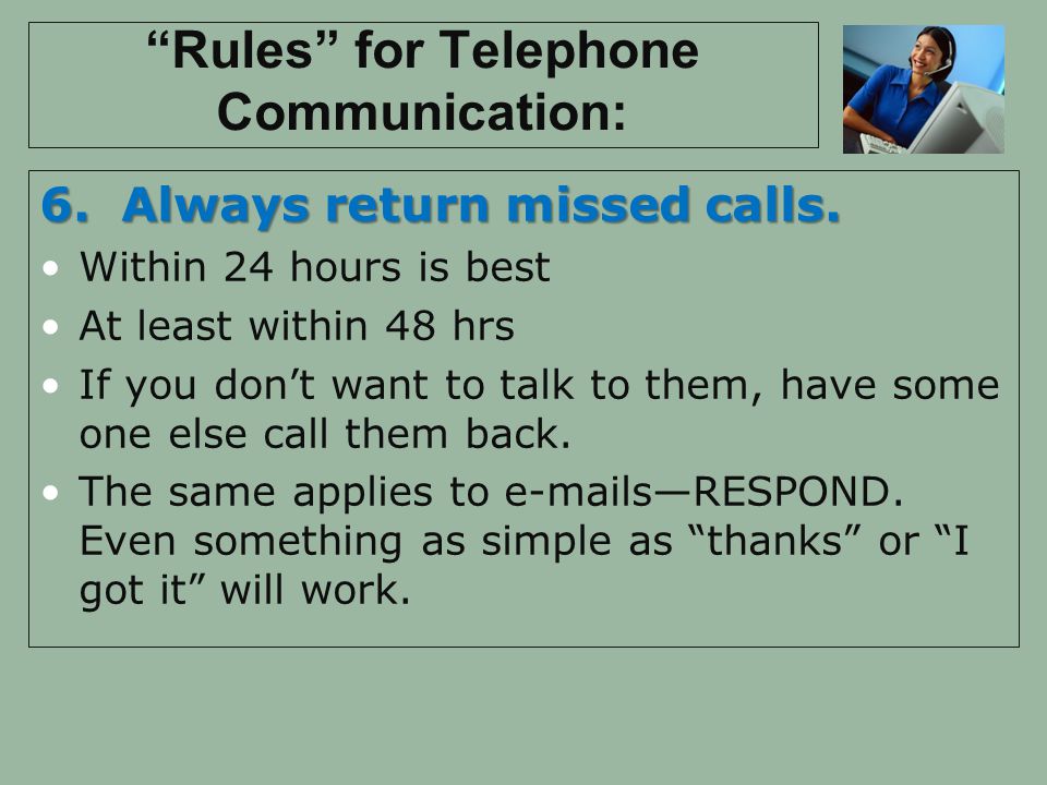 Rules for Telephone Communication: