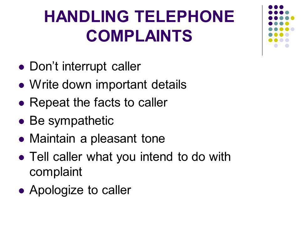 HANDLING TELEPHONE COMPLAINTS