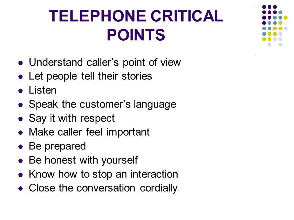 TELEPHONE CRITICAL POINTS