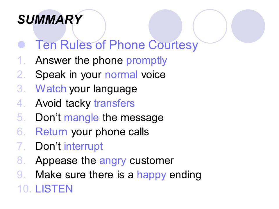 Ten Rules of Phone Courtesy