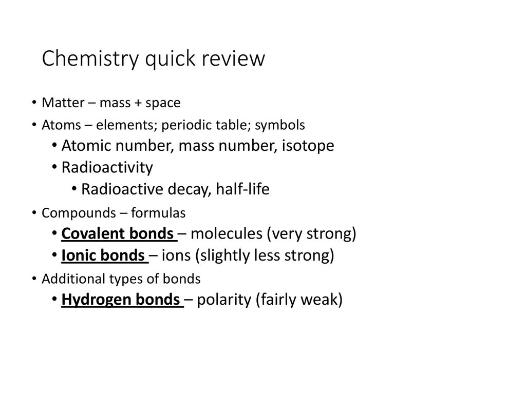 Chemistry quick review