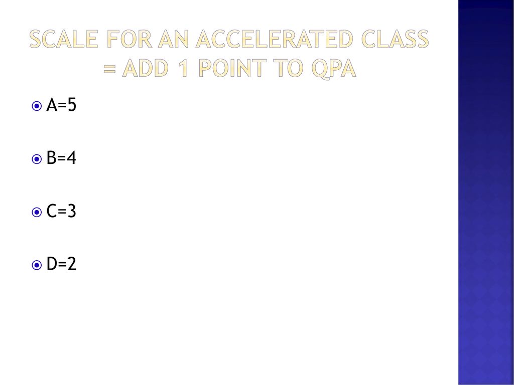 Scale for an accelerated class = Add 1 point to qpa