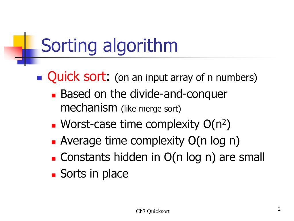 Ch 7: Quicksort Ming-Te Chi - ppt download