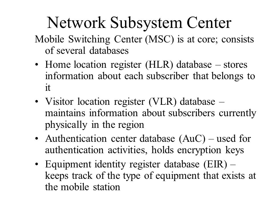 Network Subsystem Center
