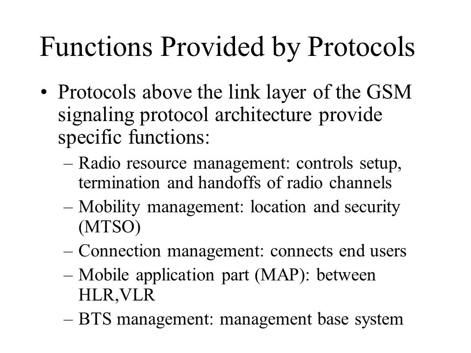 Functions Provided by Protocols