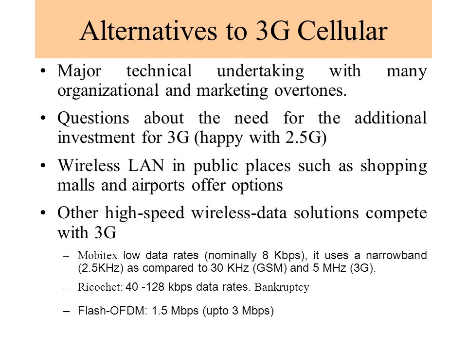 Alternatives to 3G Cellular