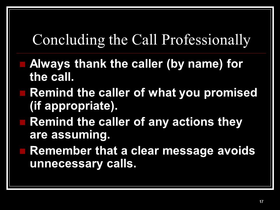 Concluding the Call Professionally