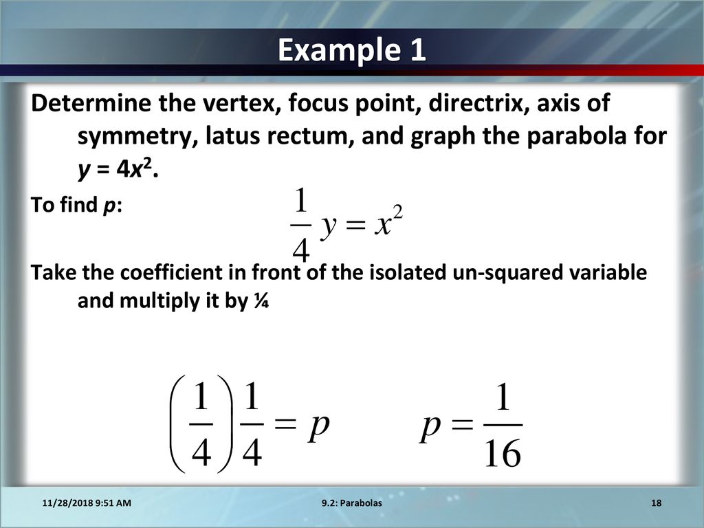How To Find The Focus And Directrix Of A Parabola Worksheet