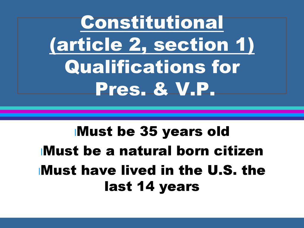 Constitutional (article 2, section 1) Qualifications for Pres. & V.P.
