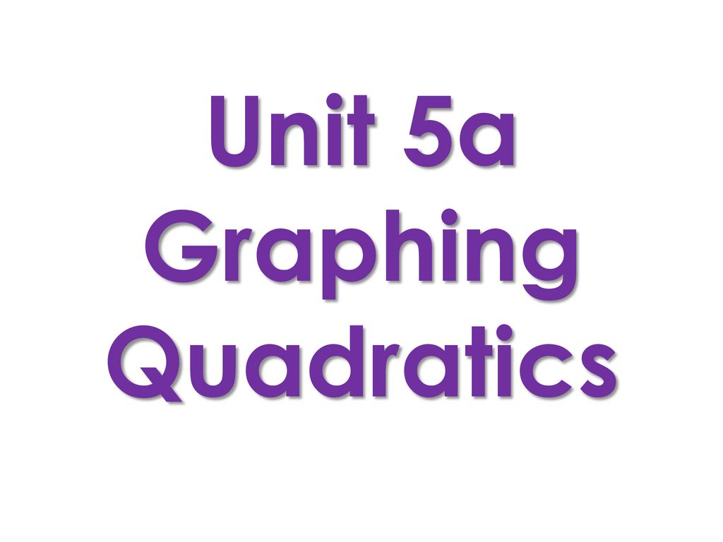 Unit 5a Graphing Quadratics - Ppt Download