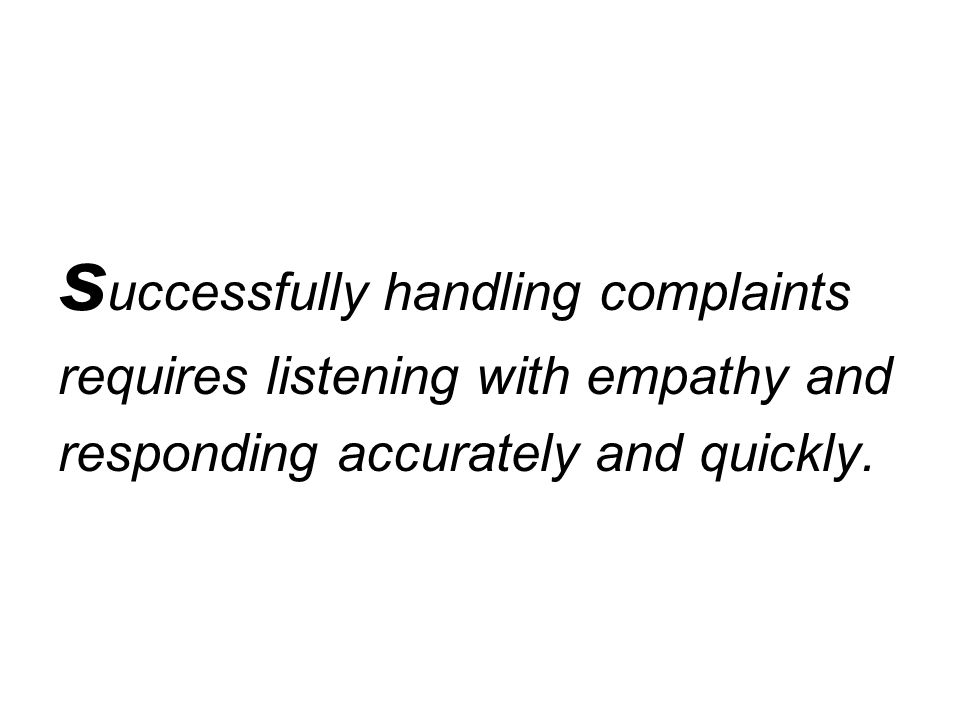 successfully handling complaints