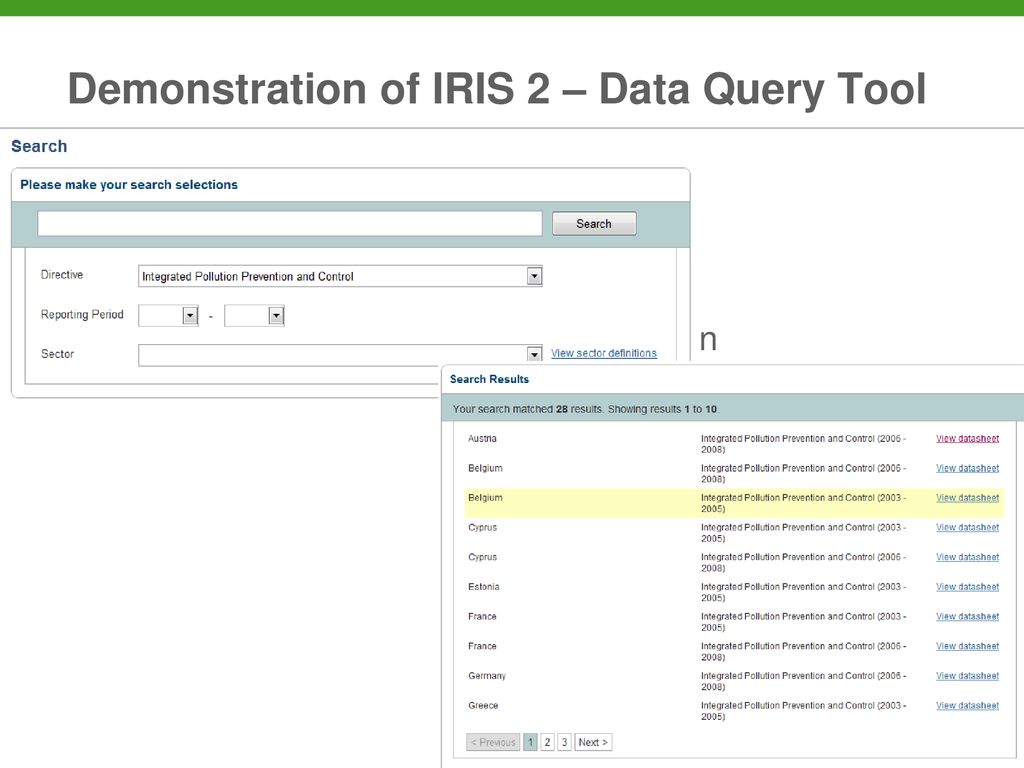 Demonstration of IRIS 2 – Data Query Tool
