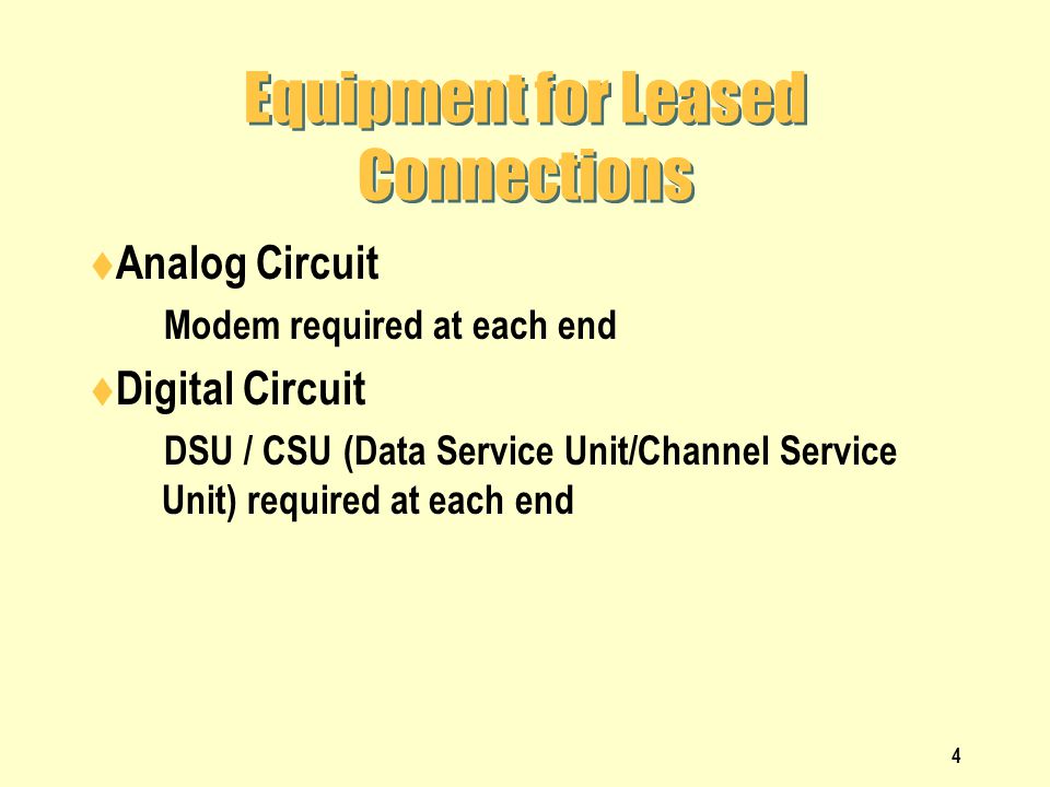 Equipment for Leased Connections