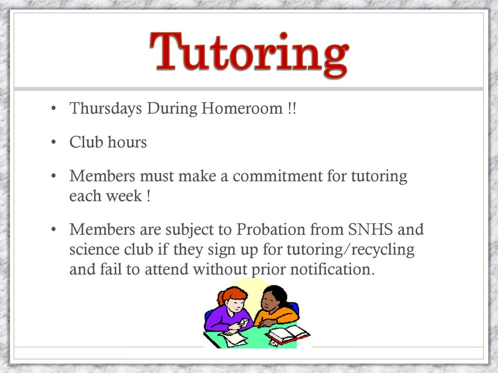Tutoring Thursdays During Homeroom !! Club hours