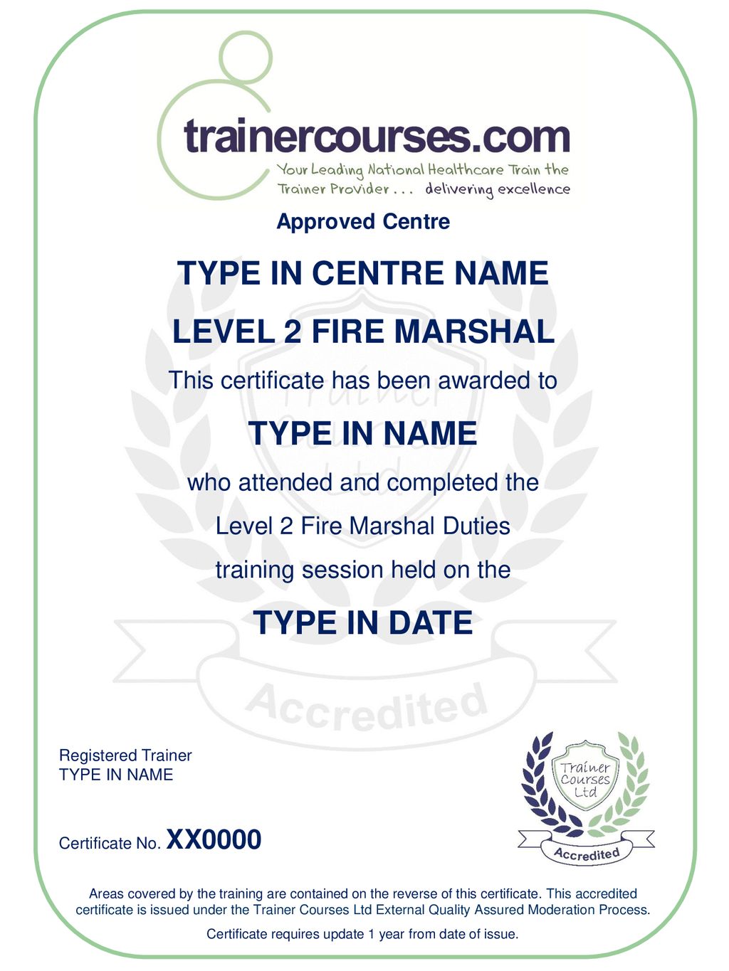 Type In Centre Name Level 2 Fire Marshal Type In Name Ppt