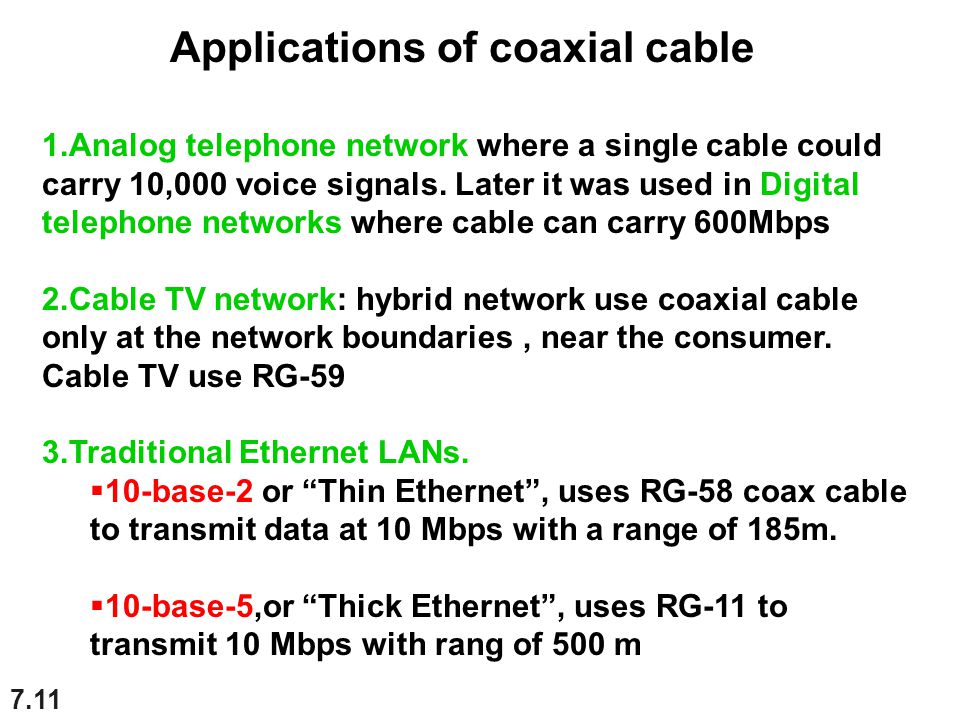 Applications of coaxial cable