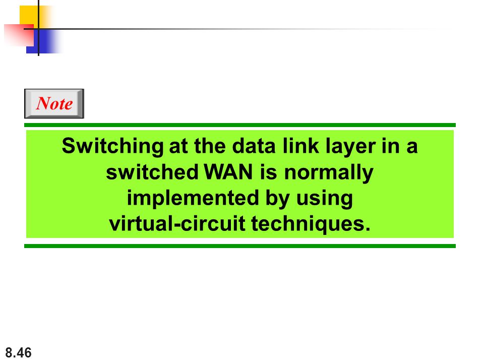 Switching at the data link layer in a switched WAN is normally