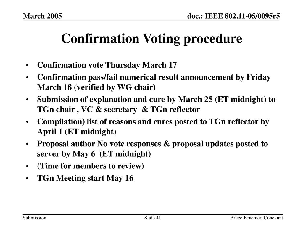 Confirmation Voting procedure