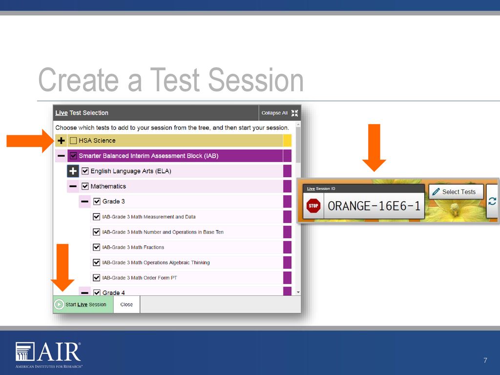 Create a Test Session