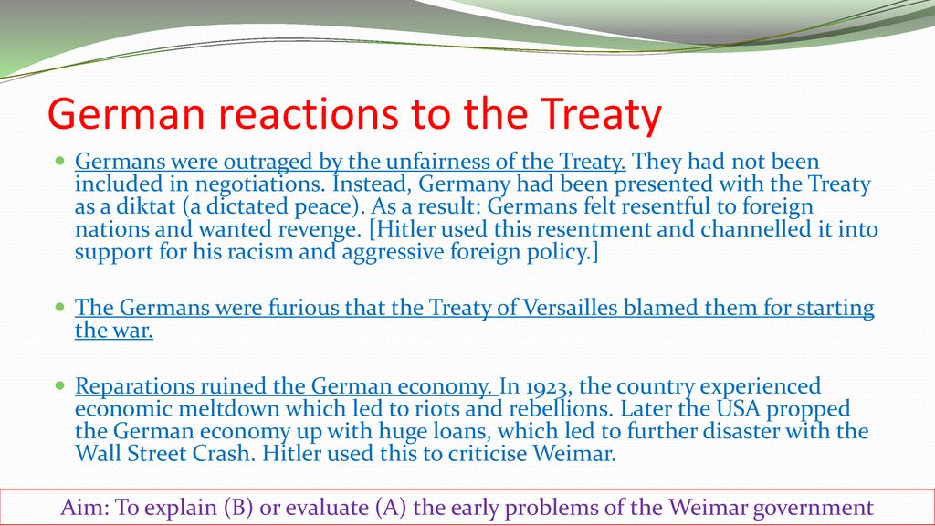 German reactions to the Treaty