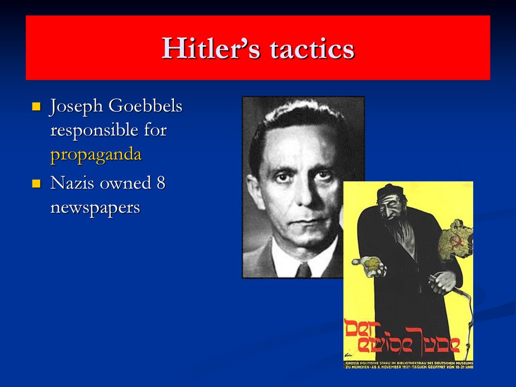 Hitler’s tactics Joseph Goebbels responsible for propaganda