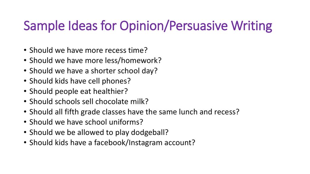 opinion topics for 4th grade