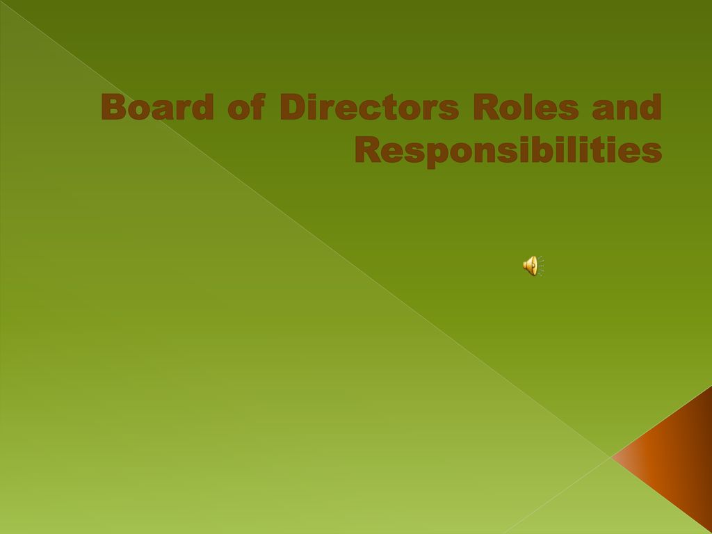 Board Of Directors Roles And Responsibilities Ppt Download