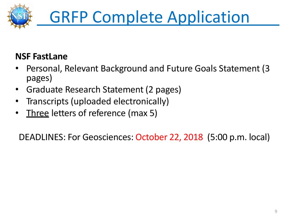 the NSF Graduate Research Fellowship Program ppt download