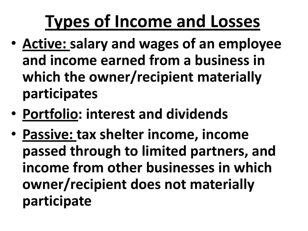 Types of Income and Losses