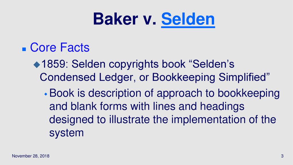 Baker v. Selden Core Facts