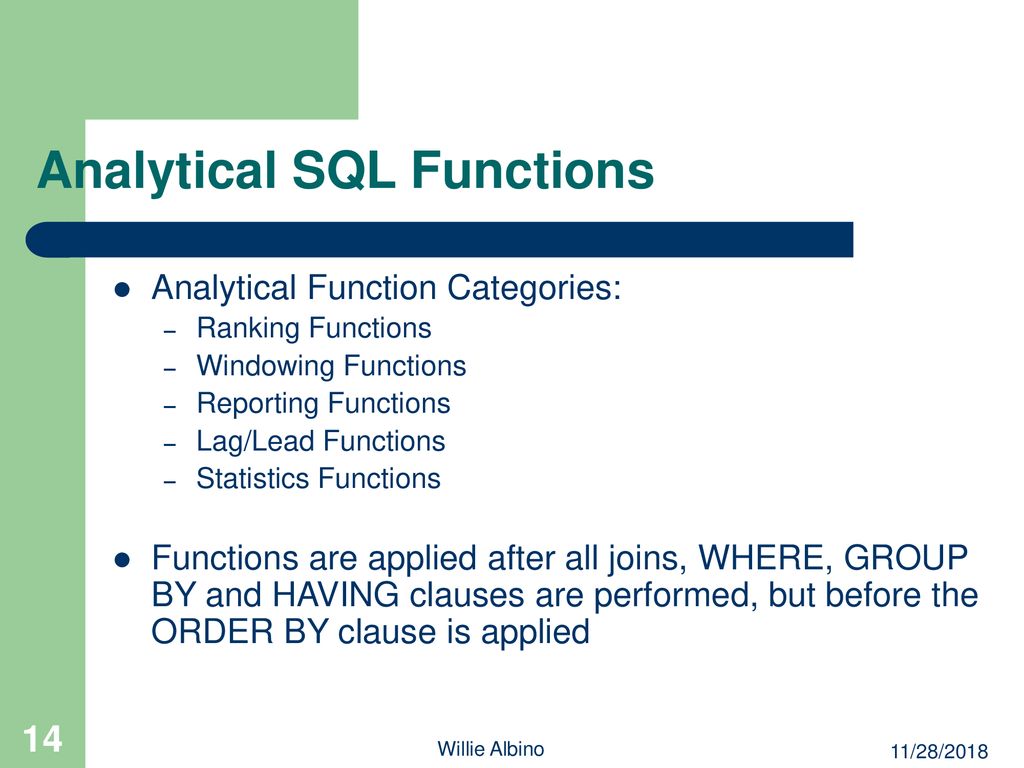 Oracle8i Analytical SQL Features - ppt download