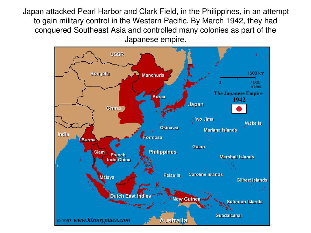 Japan attacked Pearl Harbor and Clark Field, in the Philippines, in an attempt to gain military control in the Western Pacific.