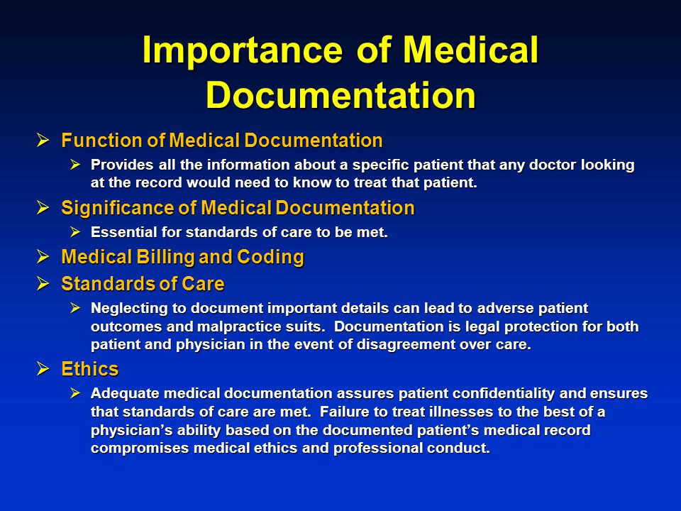 The Importance of Documentation: The Medical and Legal Issues …