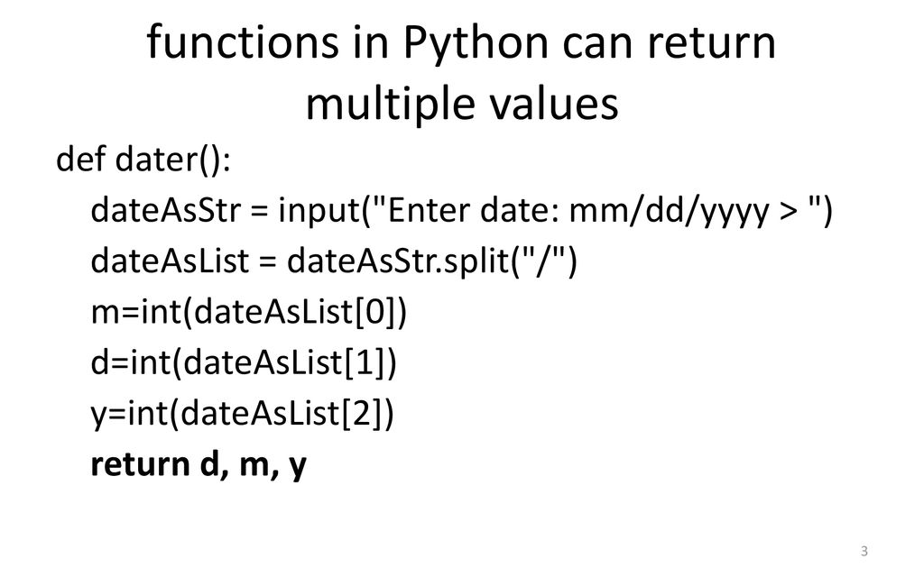 Class 14 functions in Python can return multiple values counting loops ...