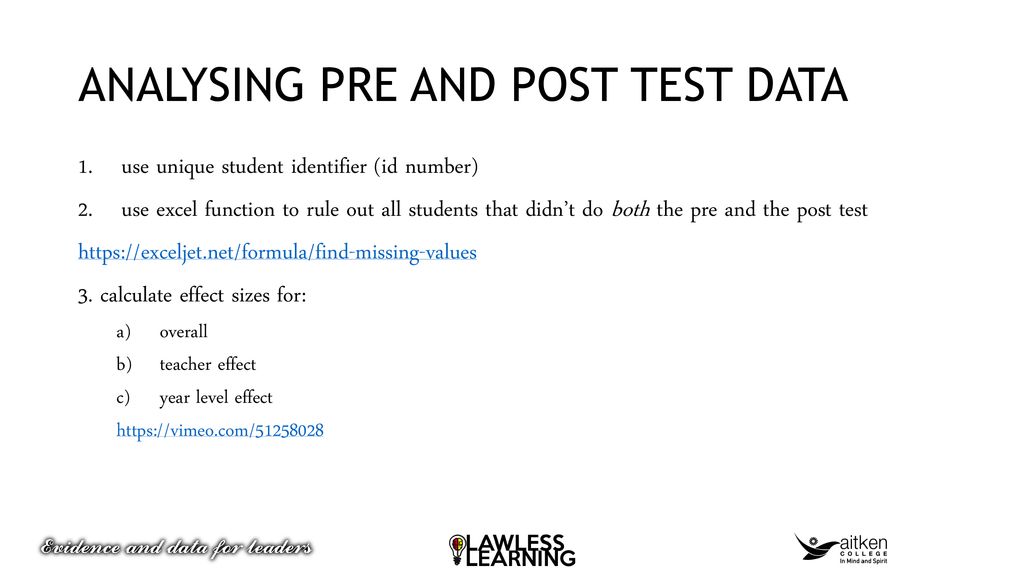 ANALYSING PRE AND POST TEST DATA
