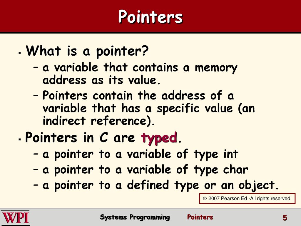 Systems Programming Pointers