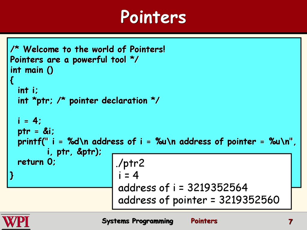 Systems Programming Pointers