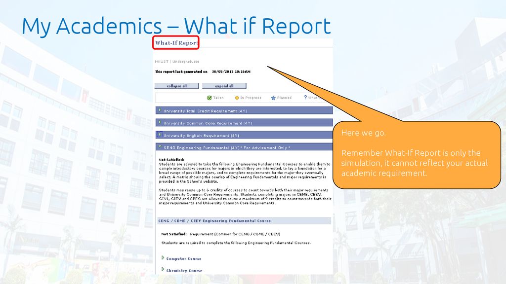My Academics – What if Report