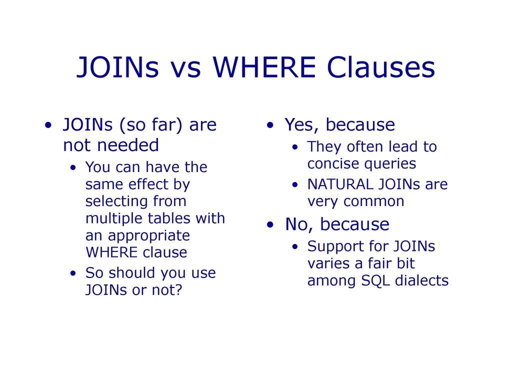 Joins joins can be used to combine tables a cross join b ppt download