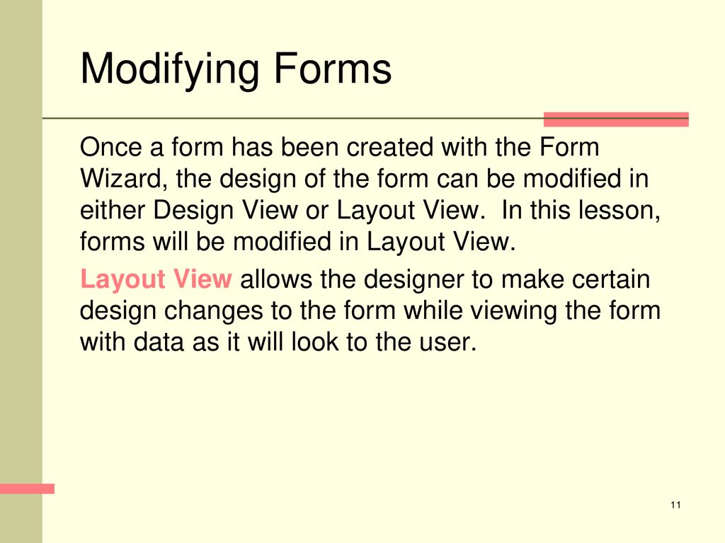 Modifying Forms