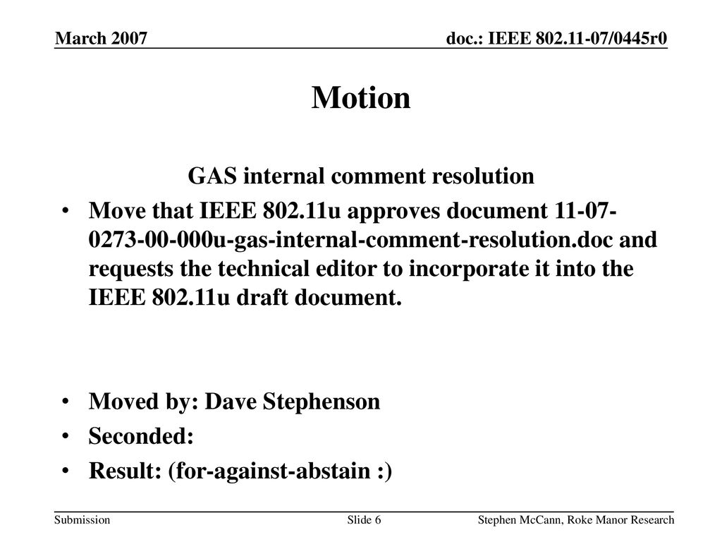 GAS internal comment resolution