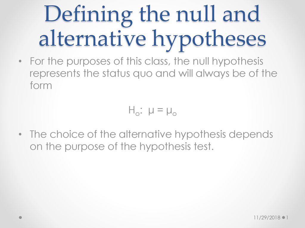 Defining the null and alternative hypotheses