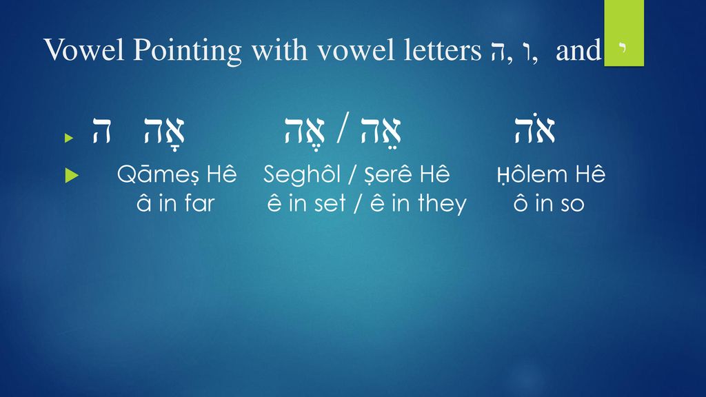 Hebrew Vowels Chapter Ppt Download