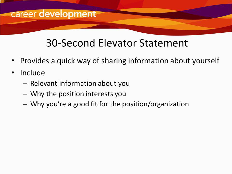 30-Second Elevator Statement