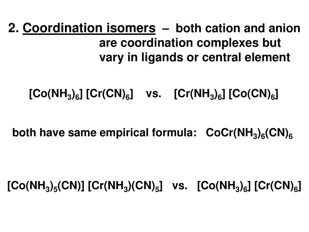Coordination Chemistry Compounds Made Up Of Metals That Are Covalently Bound To Other Molecules Or Ions Ligands Molecules Or Ions That Donate Ppt Download