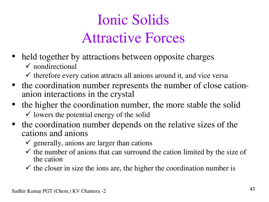 Ionic Solids Attractive Forces