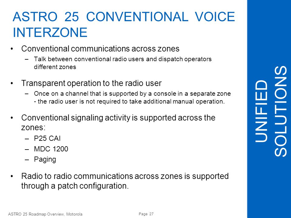 UNIFIED SOLUTIONS ASTRO 25 CONVENTIONAL VOICE INTERZONE