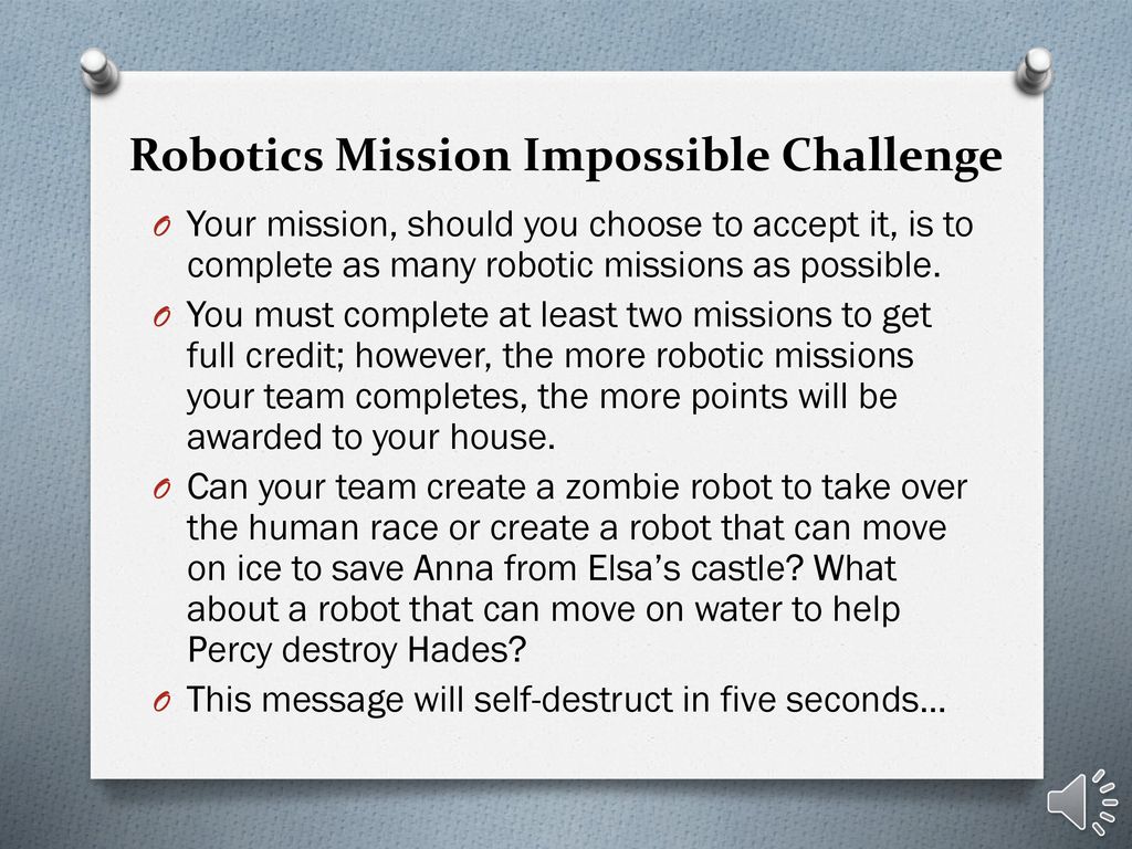 Robotics Mission Impossible Challenge