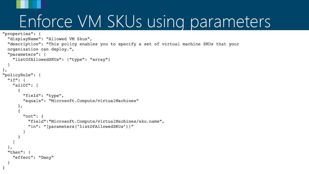 Enforce VM SKUs using parameters