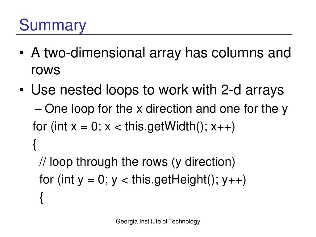 Two-Dimensional Arrays and Nested Loops – part 1 - ppt download
